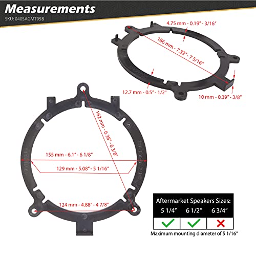 Scosche Compatible with Select 1995 to 2006 Select Chevrolet, GMC and Cadillac Full Size Trucks and SUVs 5.25" - 6.5" Speaker Adapters (1 Pair) SAGMT95B