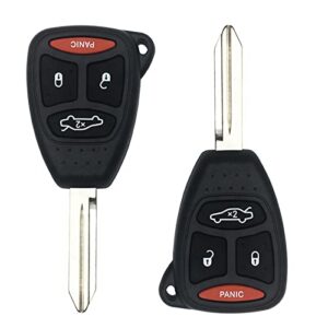 keyless entry remote car key fob replacement for chrysler 300 05-2007/ aspen 07-09/ durango 07-2009/ dodge charger 06-2007/ jeep commander 06-2007/ grand cherokee 05-07 kobdt04a oht692427aa (2 pack)