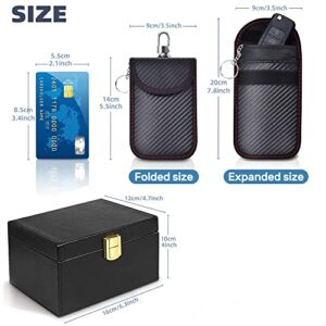 Samfolk Faraday Box with Faraday Pouch 2 Pack, Keyless Entry Car Key Safe Protector RFID Anti-Theft Signal Blocking Cages