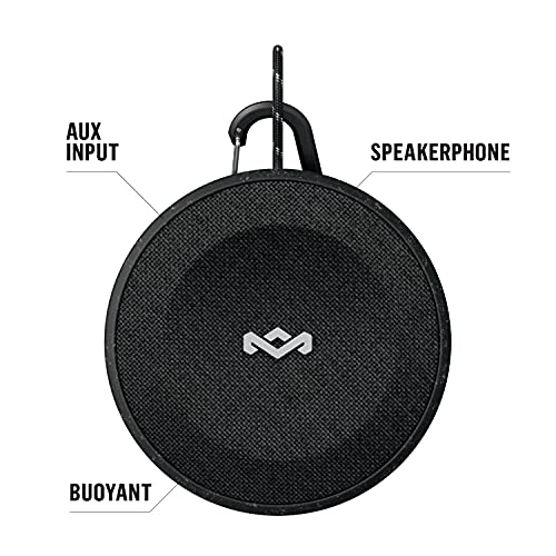 House of Marley No Bounds: Waterproof Speaker with Wireless Bluetooth Connectivity, 10 Hours of Indoor/Outdoor Playtime, and Sustainable Materials, Black