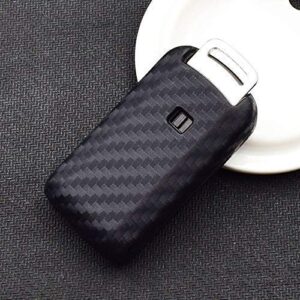 iJDMTOY Carbon Fiber Pattern Soft Silicone Key Fob Cover Case Compatible with Mitsubishi Lancer Evolution or Outlander