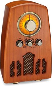 clearclick vintage style am/fm radio with bluetooth – handmade wooden exterior with classic retro look