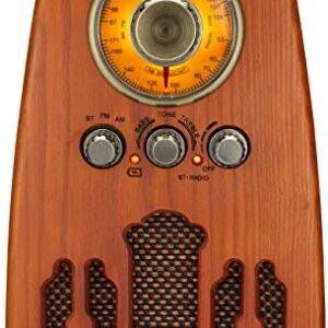 ClearClick Vintage Style AM/FM Radio with Bluetooth - Handmade Wooden Exterior with Classic Retro Look