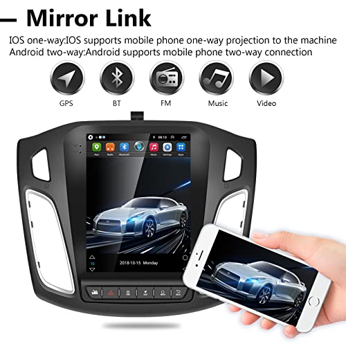 Android 10.1 Car Stereo 9.7 inch Radio for Ford Focus 2012-2018 Capacitive Touch Screen with iOS/Android Mirror Link WiFi GPS Navigation Bluetooth USB Multimedia Player Backup Camera SWC