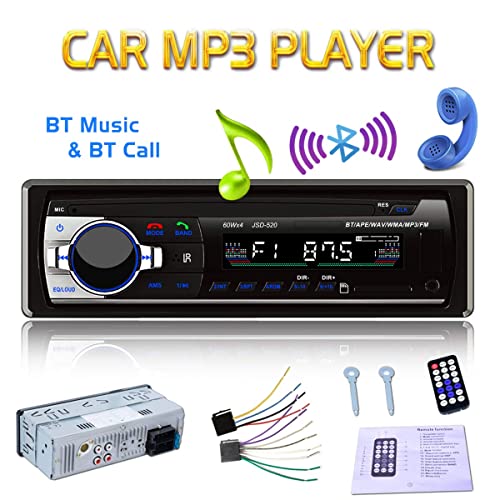 Eaglerich 12V Car Stereo FM Radio MP3 Audio Player Built in Bluetooth Phone with USB SD MMC Port Car Radio Bluetooth in-Dash 1 DIN ISO Connector