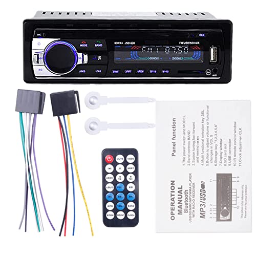 Eaglerich 12V Car Stereo FM Radio MP3 Audio Player Built in Bluetooth Phone with USB SD MMC Port Car Radio Bluetooth in-Dash 1 DIN ISO Connector