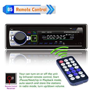 Eaglerich 12V Car Stereo FM Radio MP3 Audio Player Built in Bluetooth Phone with USB SD MMC Port Car Radio Bluetooth in-Dash 1 DIN ISO Connector