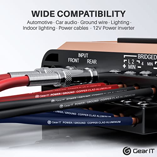 GearIT 8 Gauge Wire (25ft Each- Black/Red Translucent) Copper Clad Aluminum CCA - Primary Automotive Wire Power/Ground, Battery Cable, Car Audio Speaker, RV Trailer, Amp, Electrical 8ga AWG 25 Feet