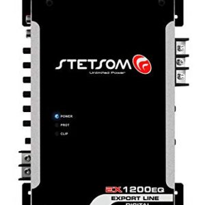 Stetsom EX 1200 EQ 1 Ohm Mono Car Audio Amplifier, 1200.1 1.2K Watts RMS, 1Ω Stable Full Range HD Sound Quality MD Crossover HPF LPF Bass Boost Front Rear Bridge Speaker