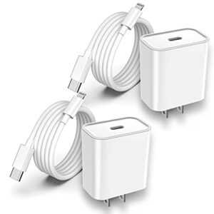 [mfi certified] 20w fast usb type c wall charger with 6.6 feet cable cord compatible with iphone 14 max pro/14 pro/14 plus/14/13/12/11/xs/xr/x/8/7/6/5/se/5c ipad pro/mini/air airpods (2-pack)