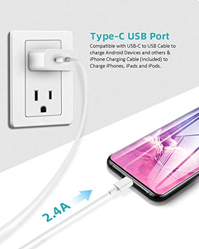 [MFi Certified] 20W Fast USB Type C Wall Charger with 6.6 Feet Cable Cord Compatible with iPhone 14 Max Pro/14 Pro/14 Plus/14/13/12/11/XS/XR/X/8/7/6/5/SE/5c iPad Pro/Mini/Air Airpods (2-Pack)