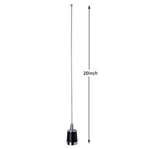 HYS TCJ-N1 Dual Band NMO 144Mhz/430Mhz Mobile FM Transceiver 2M/70cm Antenna with 13 ft RG58 Coax Cable NMO to UHF PL259 Connector for Yaesu Kenwood HYT Vertex Icom Mobile Radios