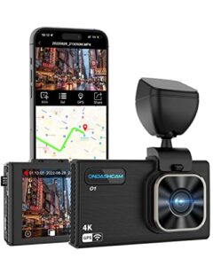 ondashcam 4k dash cam with 3.5″ lcd display, 2160p uhd car camera built in wifi & gps with night vision, g-sensor, wdr, 170°wide angle & parking monitor (32gb micro sd card included)