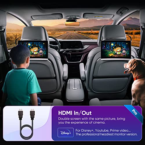 13.3 Inch(2G ram 32G ROM) 5G WiFi OTA 4K Android 10.0 Portable Multifunction Car TV Headrest Monitor Tablet Touch Screen 1080P Headset Bluetooth/HDMI in+Out/FM/Mirror Link Video Player(2PC)