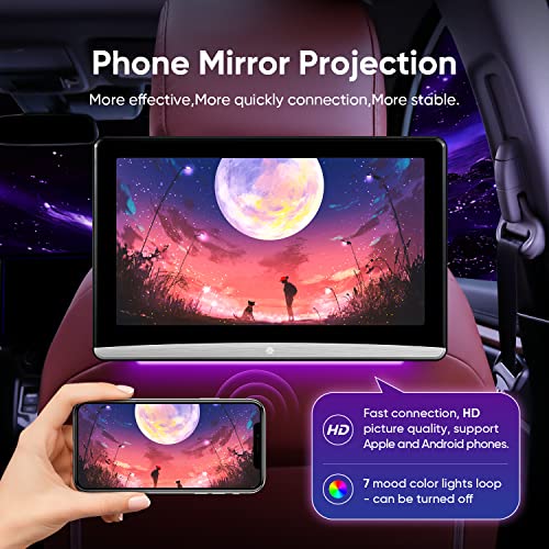 13.3 Inch(2G ram 32G ROM) 5G WiFi OTA 4K Android 10.0 Portable Multifunction Car TV Headrest Monitor Tablet Touch Screen 1080P Headset Bluetooth/HDMI in+Out/FM/Mirror Link Video Player(2PC)