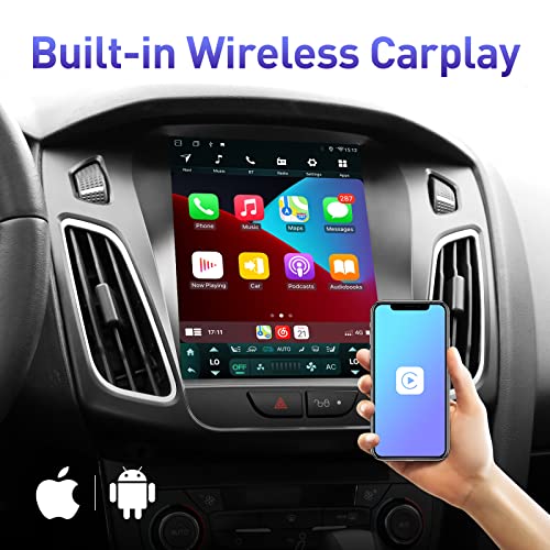 Car Radio Stereo T-Style Head Unit Replacement for Ford Focus 2012-2018, Android 12 Built-in Apple Carplay Android Auto GPS Navigation DSP WiFi 10.4" IPS Touchscreen 2GRAM 32G ROM, 2023 New Upgraded