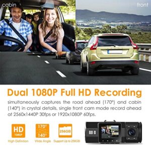 Vantrue N2 Pro Uber Dual 1080P Dash Cam, 2.5K 1440P Front Dash Cam, Front and Inside Dash Camera w/Infrared Night Vision, 24hr Motion Detection Parking Mode, Accident Record, Support 256GB max(2023)