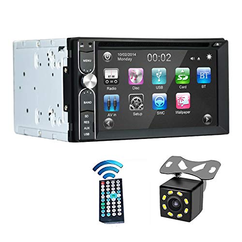 EZoneTronics Backup Camera Included + Double Din Car Stereo DVD/CD/AM/FM Player Radio Bluetooth Capacitive Touch Screen Support USB SD 1080P Multi Language Remote Control