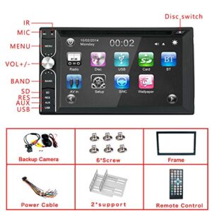 EZoneTronics Backup Camera Included + Double Din Car Stereo DVD/CD/AM/FM Player Radio Bluetooth Capacitive Touch Screen Support USB SD 1080P Multi Language Remote Control