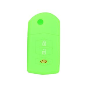 segaden silicone cover protector case holder skin jacket compatible with mazda 3 button flip remote key fob cv9530 light green