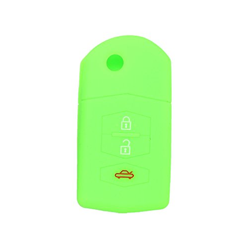 SEGADEN Silicone Cover Protector Case Holder Skin Jacket Compatible with MAZDA 3 Button Flip Remote Key Fob CV9530 Light Green