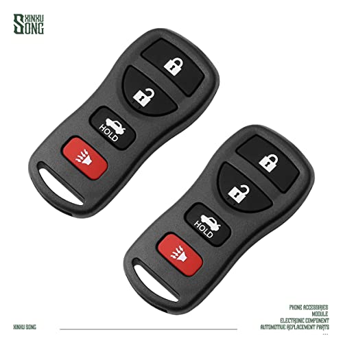 XINXUSONG 2Pcs Car Key Fob Keyless Entry Remote KBRASTU15 4-btn Compatible with Armada Altima Maxima Sentra Quest CWTWB1U758 CWTWB1U821 28268-C991A FX35 FX45 350Z EX35 G35 QX56