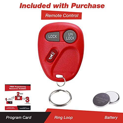 KeylessOption Keyless Entry Remote Control Car Key Fob Replacement for 15732803 -Red