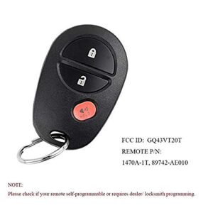 Car Key Fob Keyless Entry Remote Replacement GQ43VT20T 3-Btn for 2004-2016 Toyota Sienna,2005-2016 Toyota Tacoma,2007-2016 Toyota Tundra