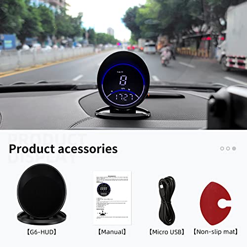 ACECAR Digital GPS Speedometer, Car Universal HUD Head Up Display with GPS Speed MPH, Driving Direction Compass, Altitude, Driving Distance, Overspeed Alarm HD Display, for All Vehicle (G6)