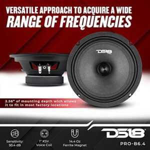 DS18 PRO-B6.4 Mid-Range 6.5" Car Audio Loudspeaker with Bullet 4-Ohm 120 Watts Premium Quality Audio Door Speakers for Car or Truck Stereo Sound System (1 Speaker)