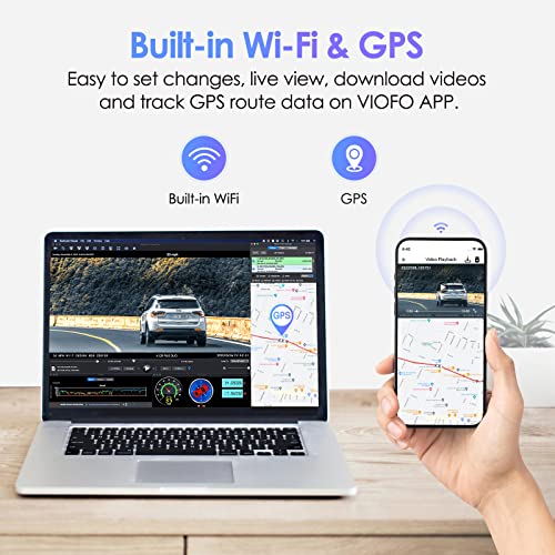 VIOFO Dash Cam Front and Rear 2K 1440P 60fps +1080P 30fps Dual Dash Camera with Wi-Fi GPS, Emergency Recording, Motion Detection, 24h Parking Mode, Super Capacitor (A129 Plus Duo)