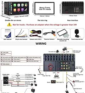 Double Din Car Stereo Radio Voice Control Apple Carplay & Android Auto, 7In HD LCD Touch Screen Bluetooth 5.2, MP5 Player with Mirror Link, Front/Backup Camera, USB/SD A/FM Audio Receiver, Subwoofer