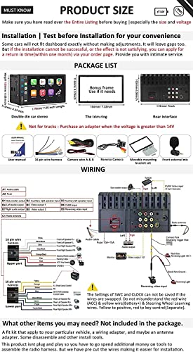 Double Din Car Stereo Radio Voice Control Apple Carplay & Android Auto, 7In HD LCD Touch Screen Bluetooth 5.2, MP5 Player with Mirror Link, Front/Backup Camera, USB/SD A/FM Audio Receiver, Subwoofer