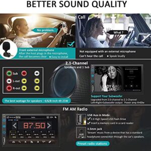 Double Din Car Stereo Radio Voice Control Apple Carplay & Android Auto, 7In HD LCD Touch Screen Bluetooth 5.2, MP5 Player with Mirror Link, Front/Backup Camera, USB/SD A/FM Audio Receiver, Subwoofer