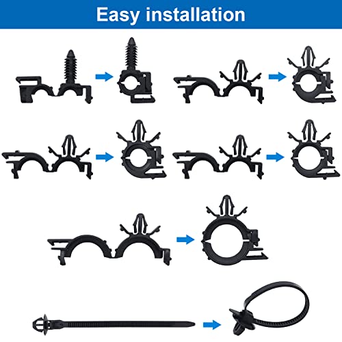 weideer 56Pcs Car Wire Harness Routing Clip Assortment Kit - 6 Different Sizes Universal Wiring Harness Routing Clip Replacement Parts