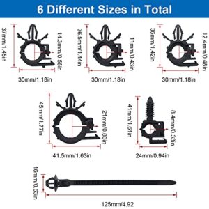 weideer 56Pcs Car Wire Harness Routing Clip Assortment Kit - 6 Different Sizes Universal Wiring Harness Routing Clip Replacement Parts