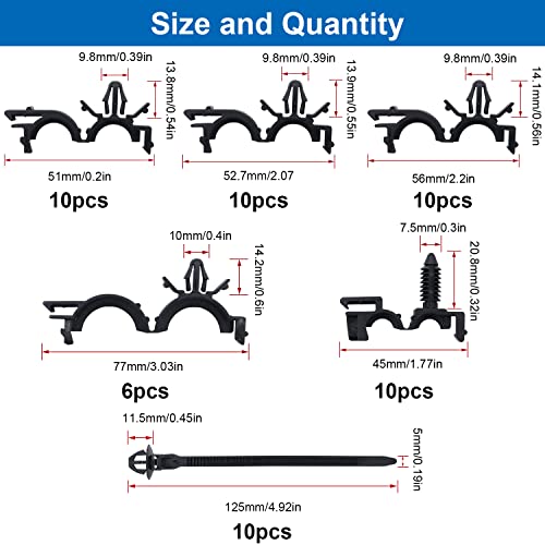 weideer 56Pcs Car Wire Harness Routing Clip Assortment Kit - 6 Different Sizes Universal Wiring Harness Routing Clip Replacement Parts