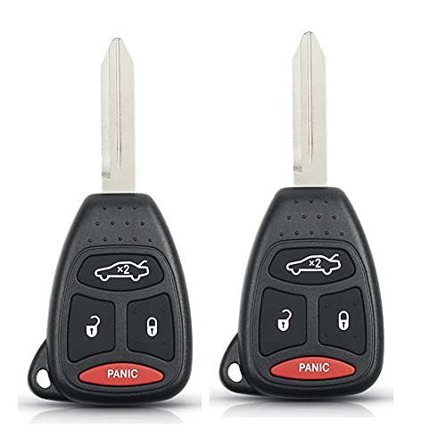 CAUORMOTE Keyless Entry Remote Uncut Car Key Fob for Jeep Commander Grand Cherokee/Dodge Charger Durango Magnum/Chrysler 300 Aspen (KOBDT04A), Set of 2