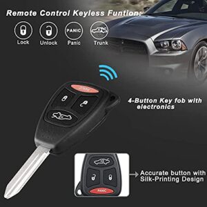 CAUORMOTE Keyless Entry Remote Uncut Car Key Fob for Jeep Commander Grand Cherokee/Dodge Charger Durango Magnum/Chrysler 300 Aspen (KOBDT04A), Set of 2