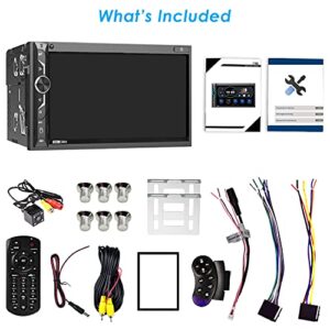 Double Din Car Multimedia System: 7 Inch HD Touchscreen Car Stereo Receiver – Bluetooth Car Radio MP5 Player with Mirror Link | Rear View Camera | MP3 | AM/FM | USB/SD/AUX | Steering Wheel Control