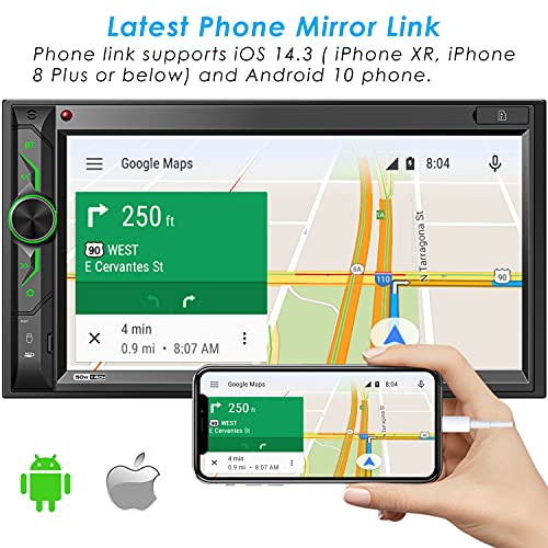 Double Din Car Multimedia System: 7 Inch HD Touchscreen Car Stereo Receiver – Bluetooth Car Radio MP5 Player with Mirror Link | Rear View Camera | MP3 | AM/FM | USB/SD/AUX | Steering Wheel Control