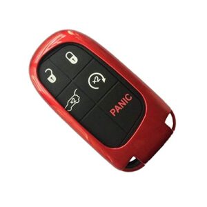 iJDMTOY Exact Fit Glossy Red Smart Key Fob Shell Cover Compatible with Charger Challenger Dart Durango Journey, Grand Cherokee Renegade, 200 300, etc