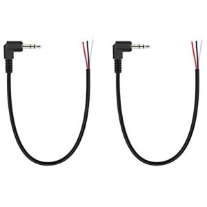 fancasee (2 pack replacement 3.5mm 90 degree right angle male plug to bare wire open end trs 3 pole stereo 1/8″ 3.5mm plug jack connector audio cable for headphone headset earphone cable repair