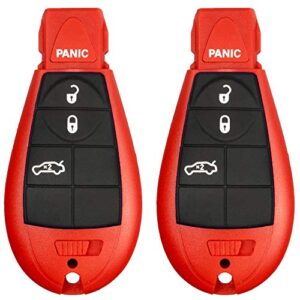 2 new red keyless entry 4 buttons remote start car key fob m3n5wy783x, iyz-c01c for durango jeep grand cherokee 300 challenger charger