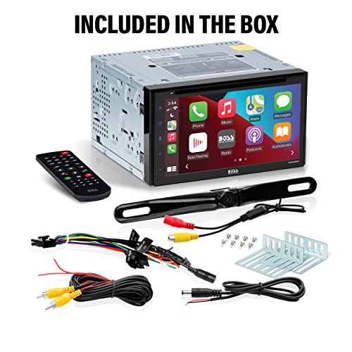 BOSS Audio Systems BCPA9690RC Car Audio Stereo System - Apple CarPlay, Android Auto, 6.75 Inch Double-Din, Touchscreen, Bluetooth Head Unit, Backup Camera, Radio Receiver, CD Player, for Amplifier