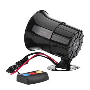 Motorcycle Alarm Horn, 12V 30W Car Motorcycle Alarm Warning Siren Horn 3 Sound Loud Speaker, Black