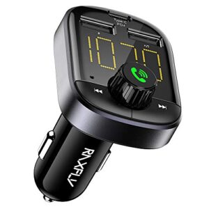 bluetooth fm transmitter – raxfly bluetooth car adapter transmitter fm audio receiver dual usb pd type c car charger support tf card and u-disk compatible for iphone 11 samsung s20 all smartphones