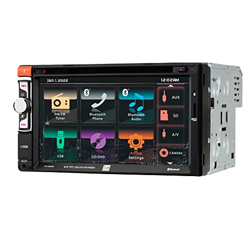 Dual Electronics DV622 6.2" Multimedia Touch Screen Double DIN Car Stereo Receiver, Siri/Google Voice Assist, Bluetooth, CD/DVD, USB and microSD Inputs