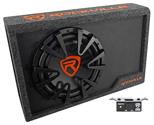 Rockville Rws12ca Slim 1200 Watt 12" Amplified Powered Car Subwoofer Enclosure ,Black