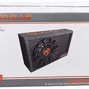 Rockville Rws12ca Slim 1200 Watt 12" Amplified Powered Car Subwoofer Enclosure ,Black